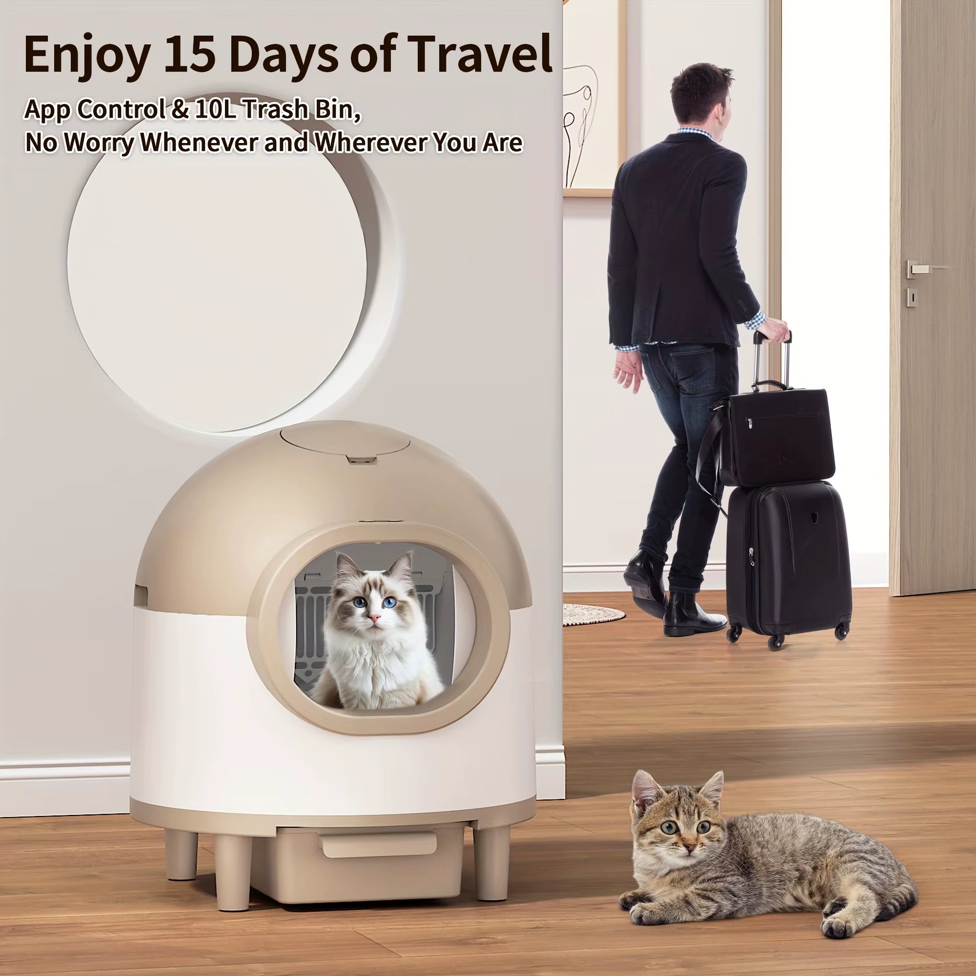 Self Cleaning Cat Litter Box for Multiple Cats, 80L Large Smart Automatic Cat Litter Box Wifi APP Control, Safety Protection